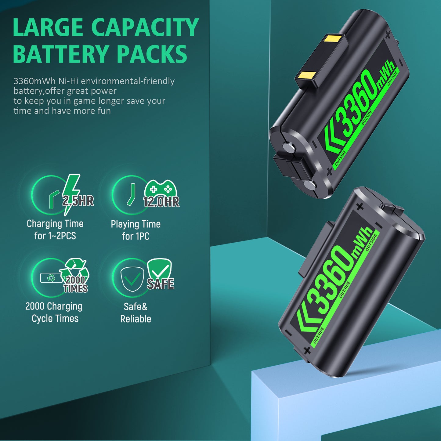 XSX Controller Charger Station with 2 Packs 3360mWh | OIVO