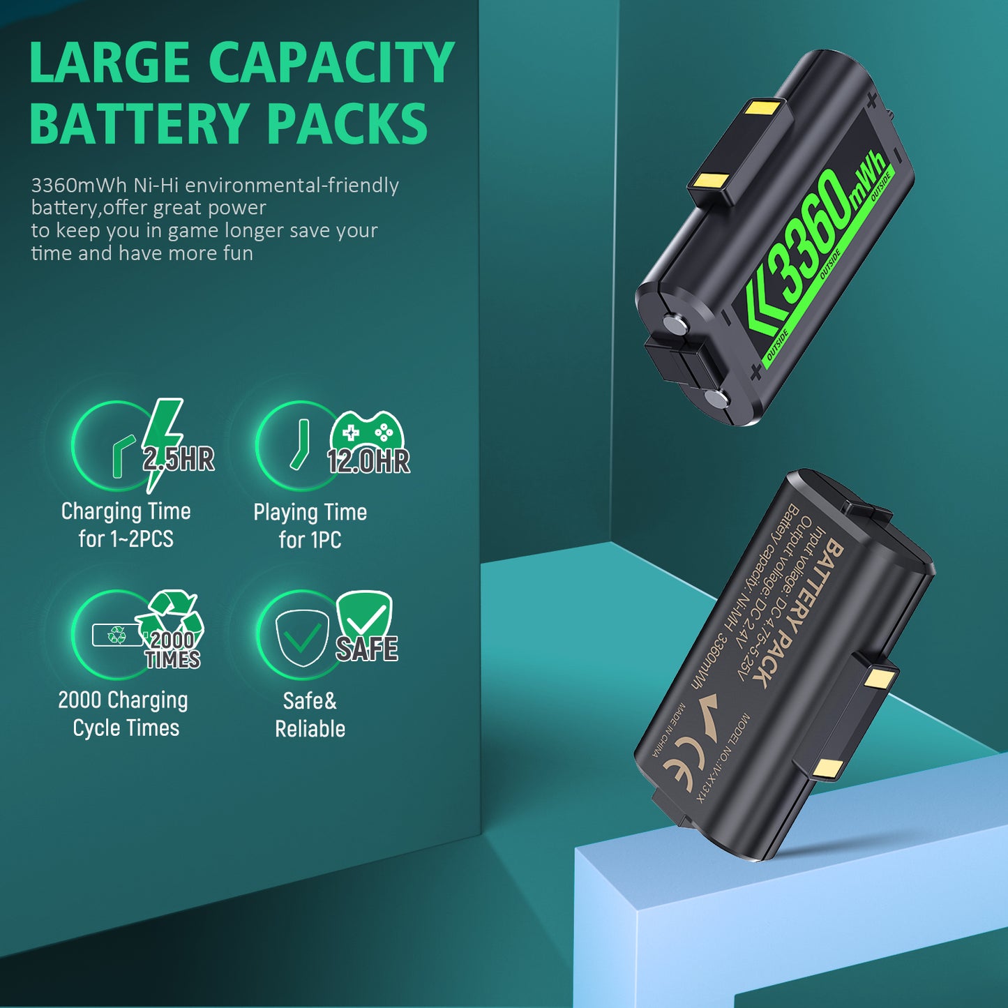 XSX Controller Charger Station with 2 Packs 3360mWh | OIVO