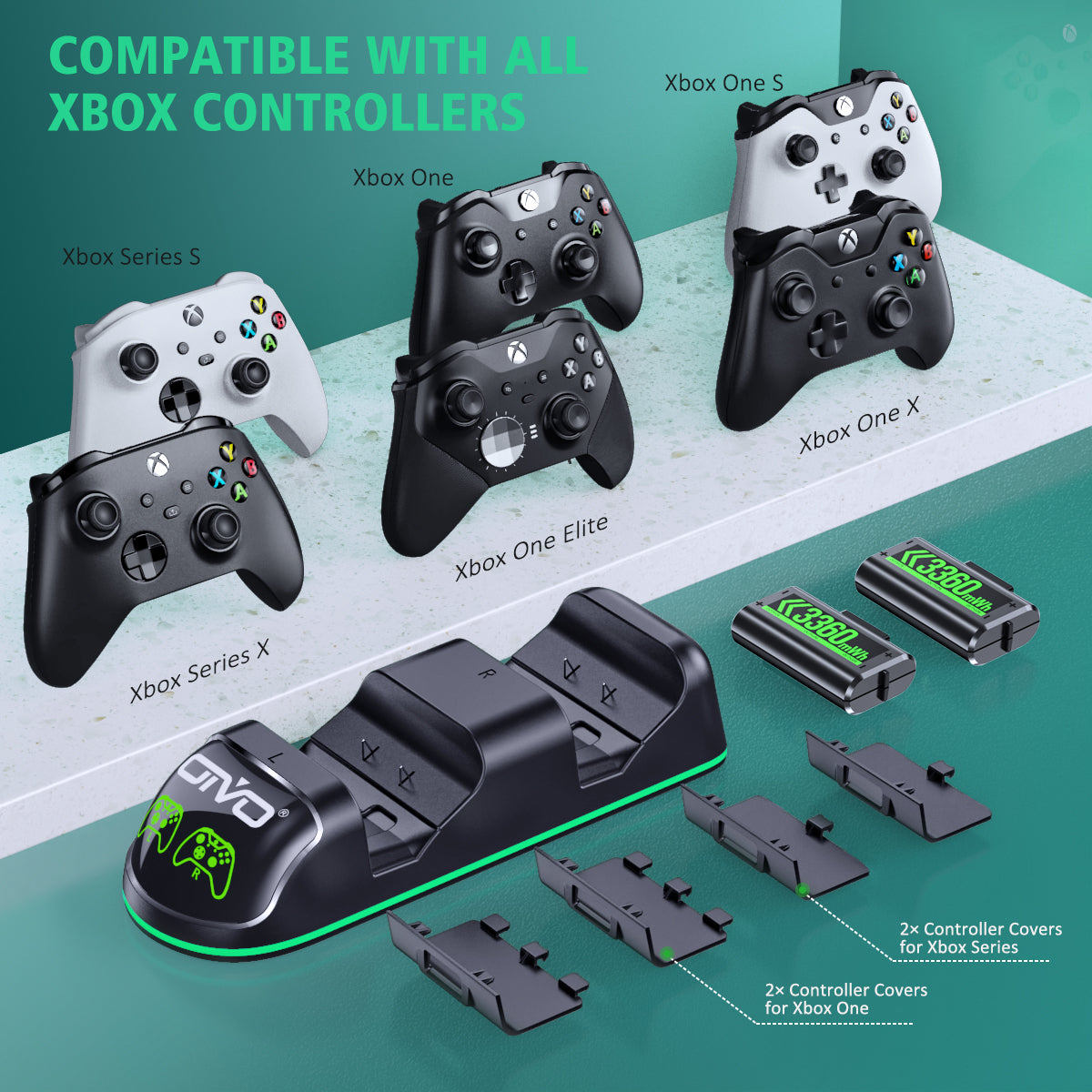 XSX Controller Charger Station with 2 Packs 3360mWh | OIVO