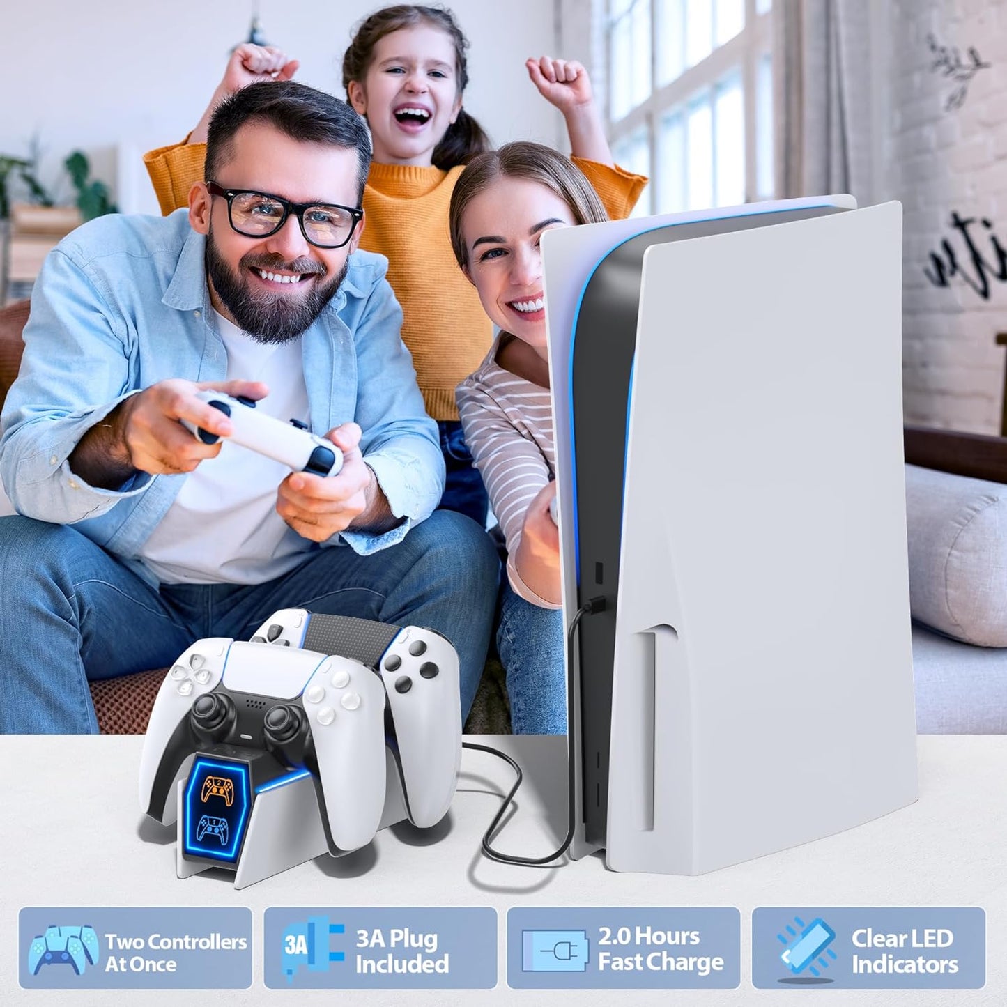 PS5 Controller Charger Compatible with DualSense & Edge Controller