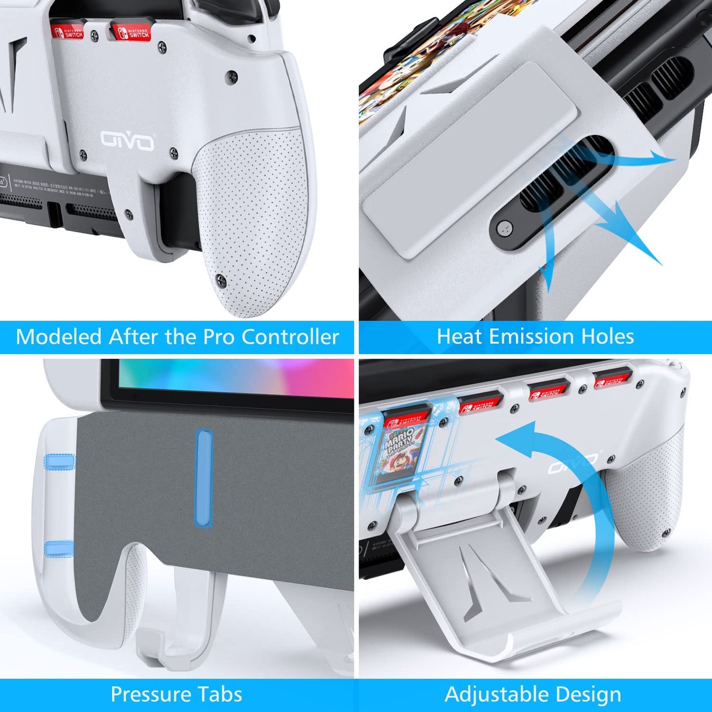 Switch OLED/Switch Grip with Upgraded Adjustable Stand  | OIVO