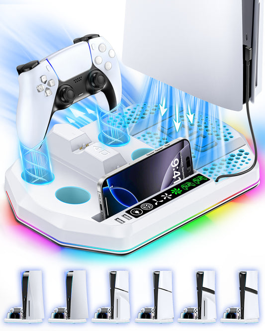 Cooling Station with Controller Charger for PS5/Slim/Pro