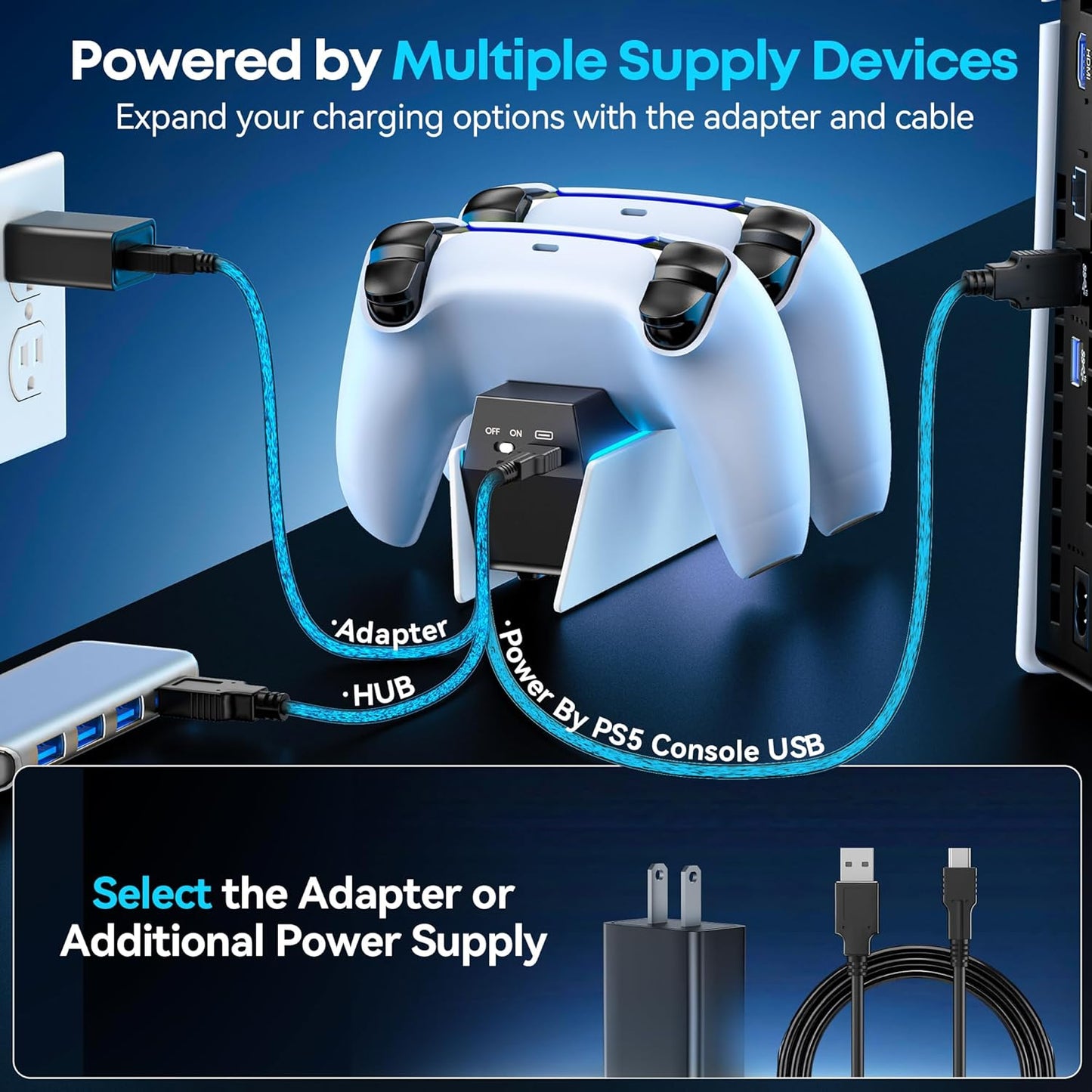 OIVO PS5 Controller Charger with Fast Charging AC Adapter