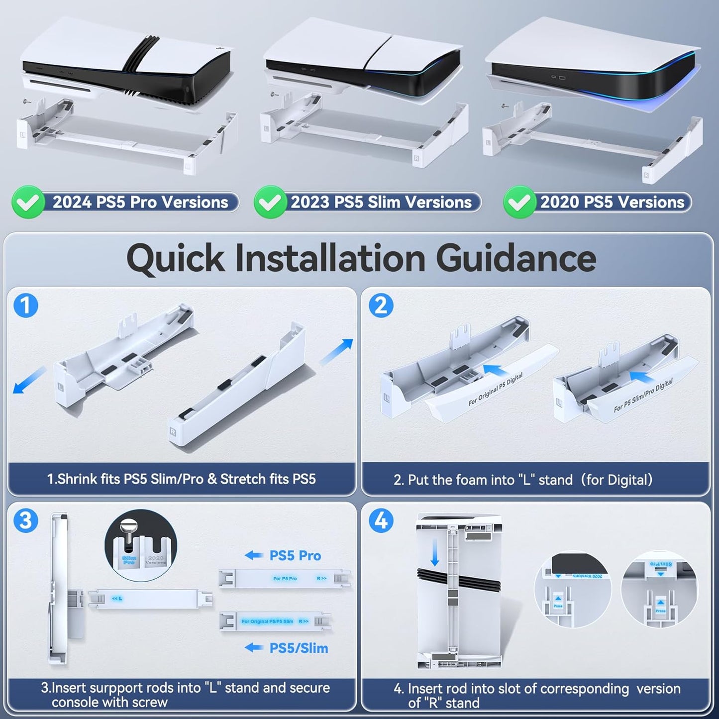 OIVO PS5/Slim/Pro Horizontal Stand for Disc & Digital Console