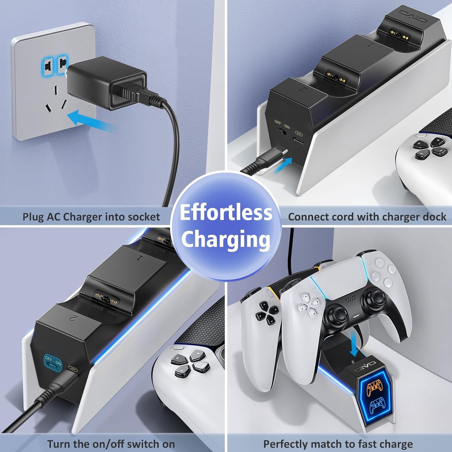 PS5 Controller Charger Compatible with DualSense & Edge Controller