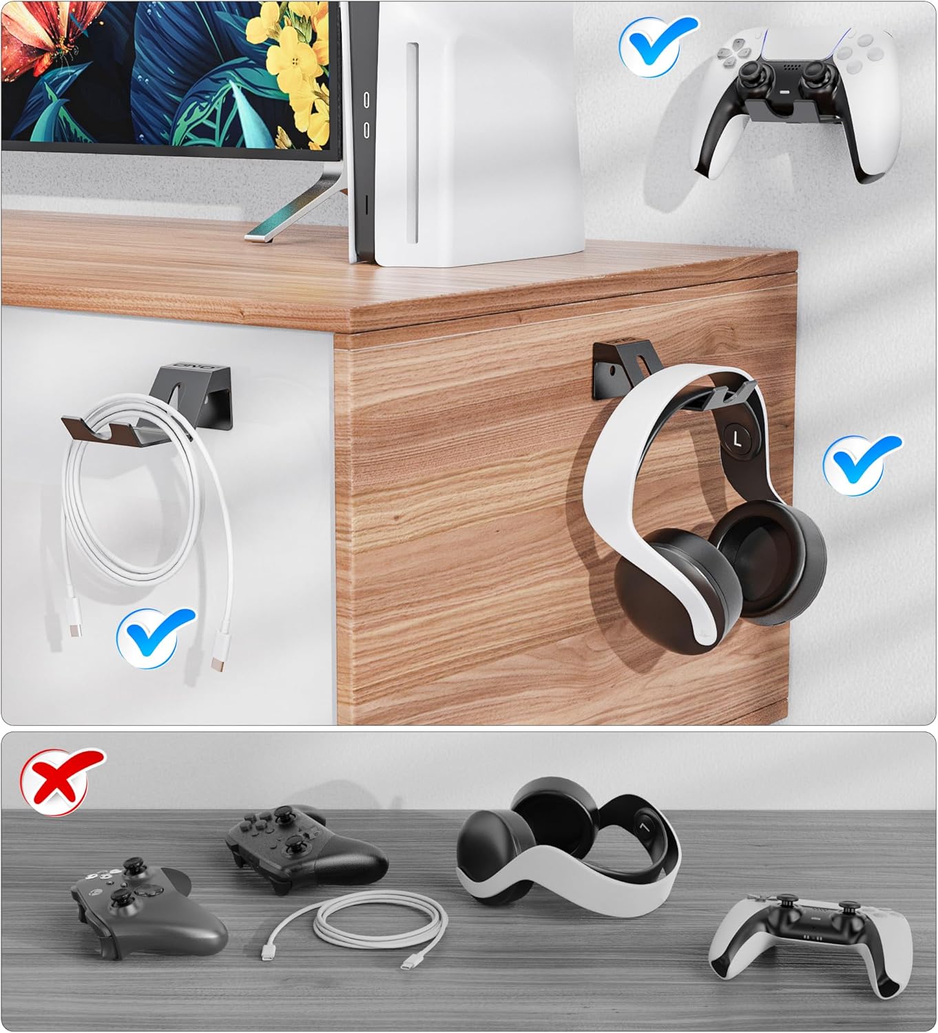OIVO Controller & Headset Wall Mount Holder Stand