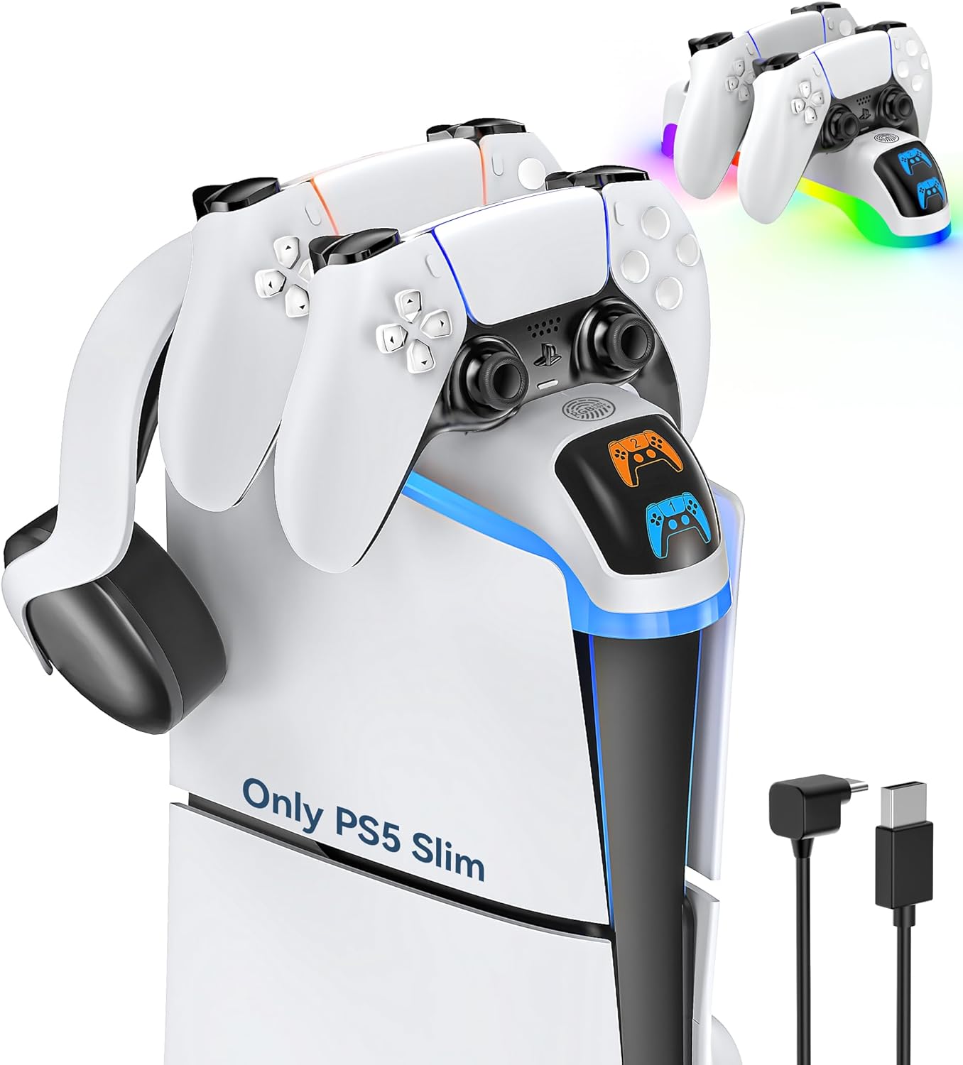 OIVO PS5 Controller Charger Station with RGB Light