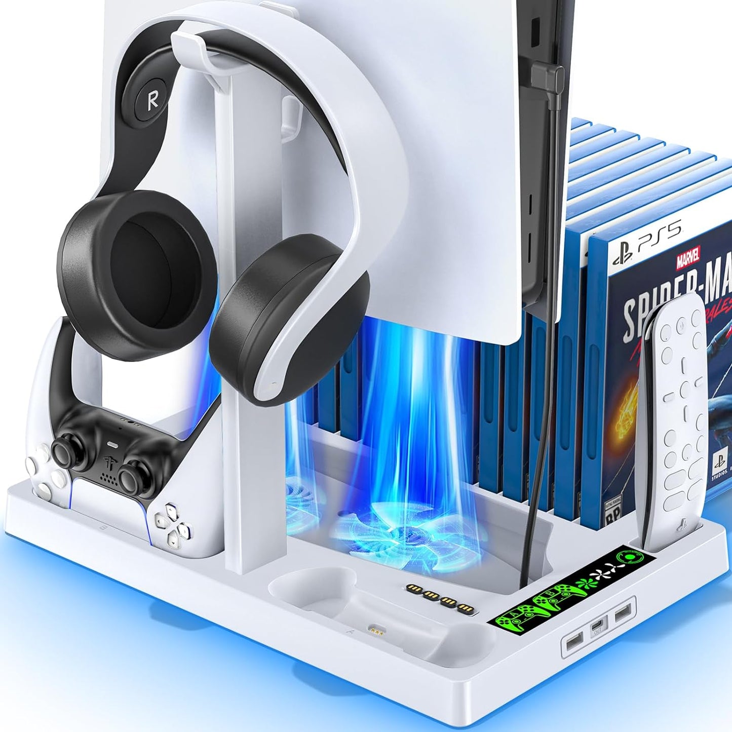 PS5 Stand with Cooling Fan and Headphone Stand| OIVO