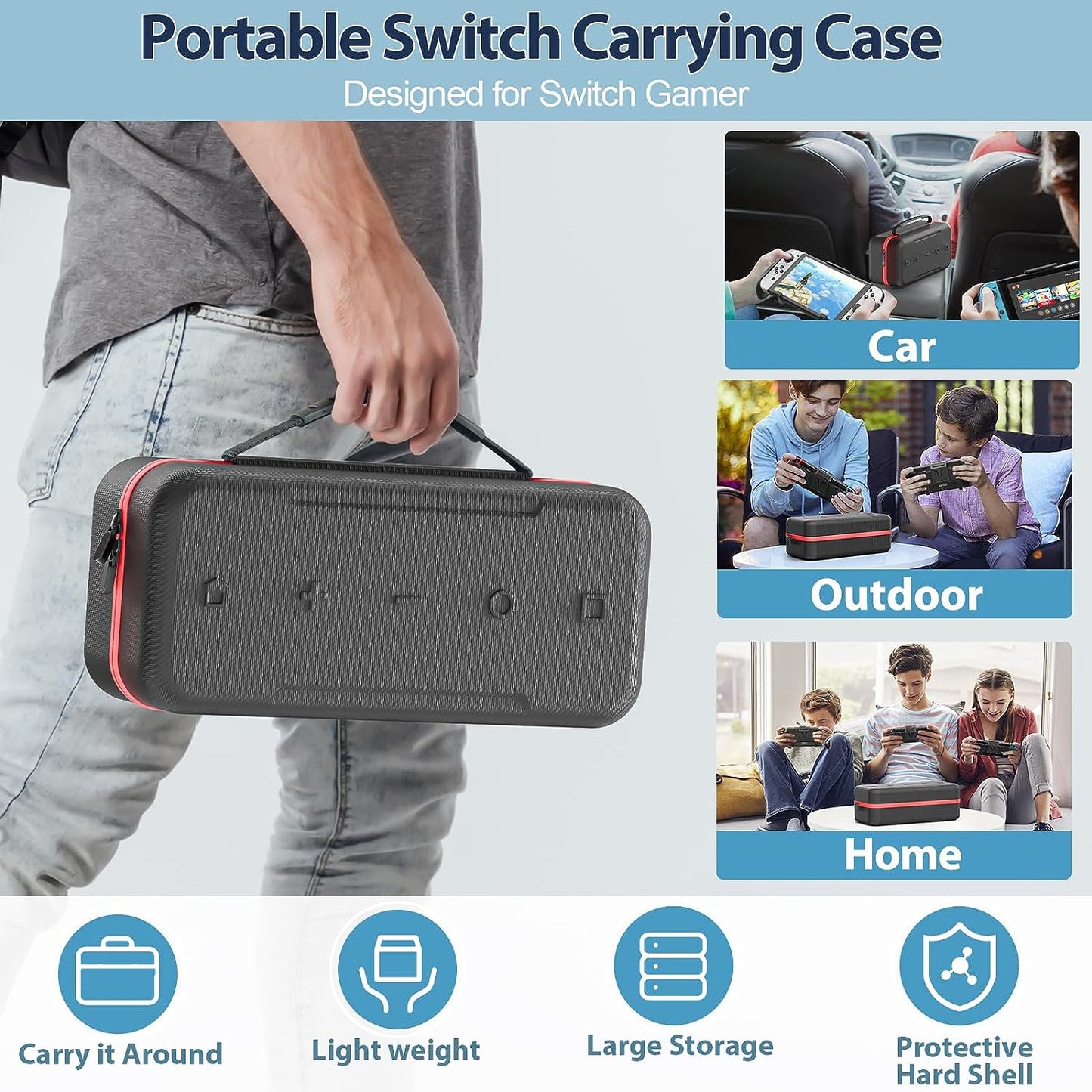 Switch Case with Asymmetrical Grip for Nintendo Switch