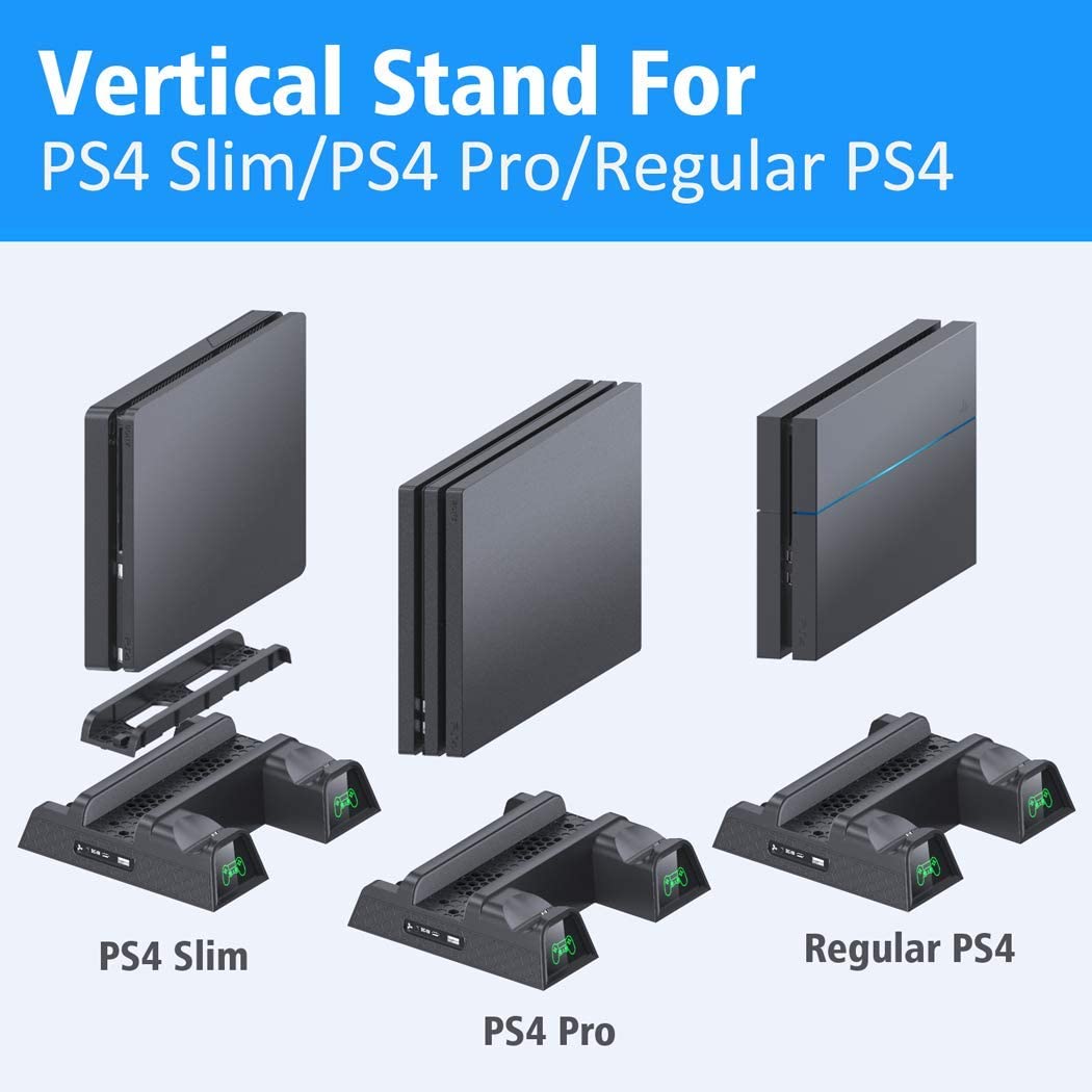 For PS4/PS4 Slim/PS4 Pro Vertical Stand LED Cooling Fan Dual