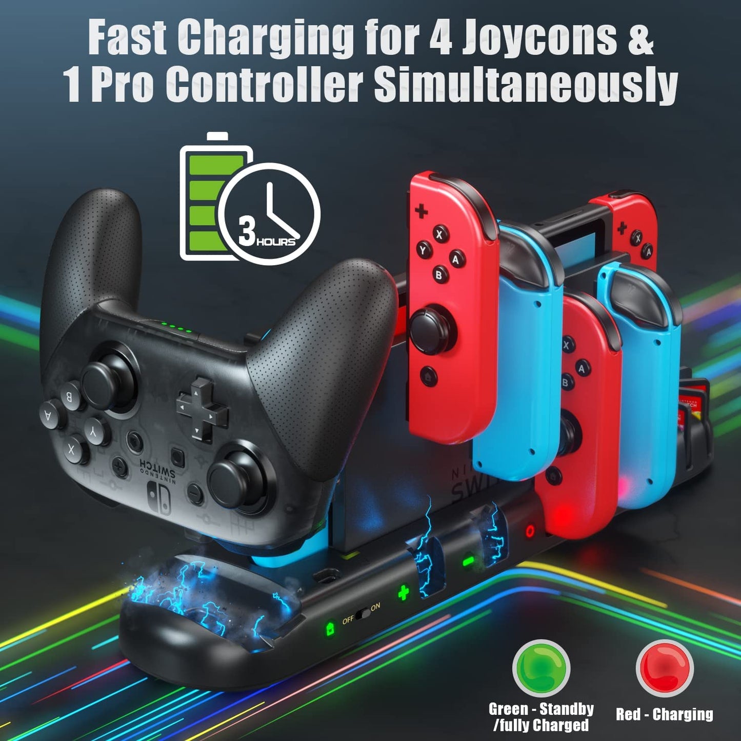 Switch Controller Charger for 6 Joy-Cons and Pro Controller