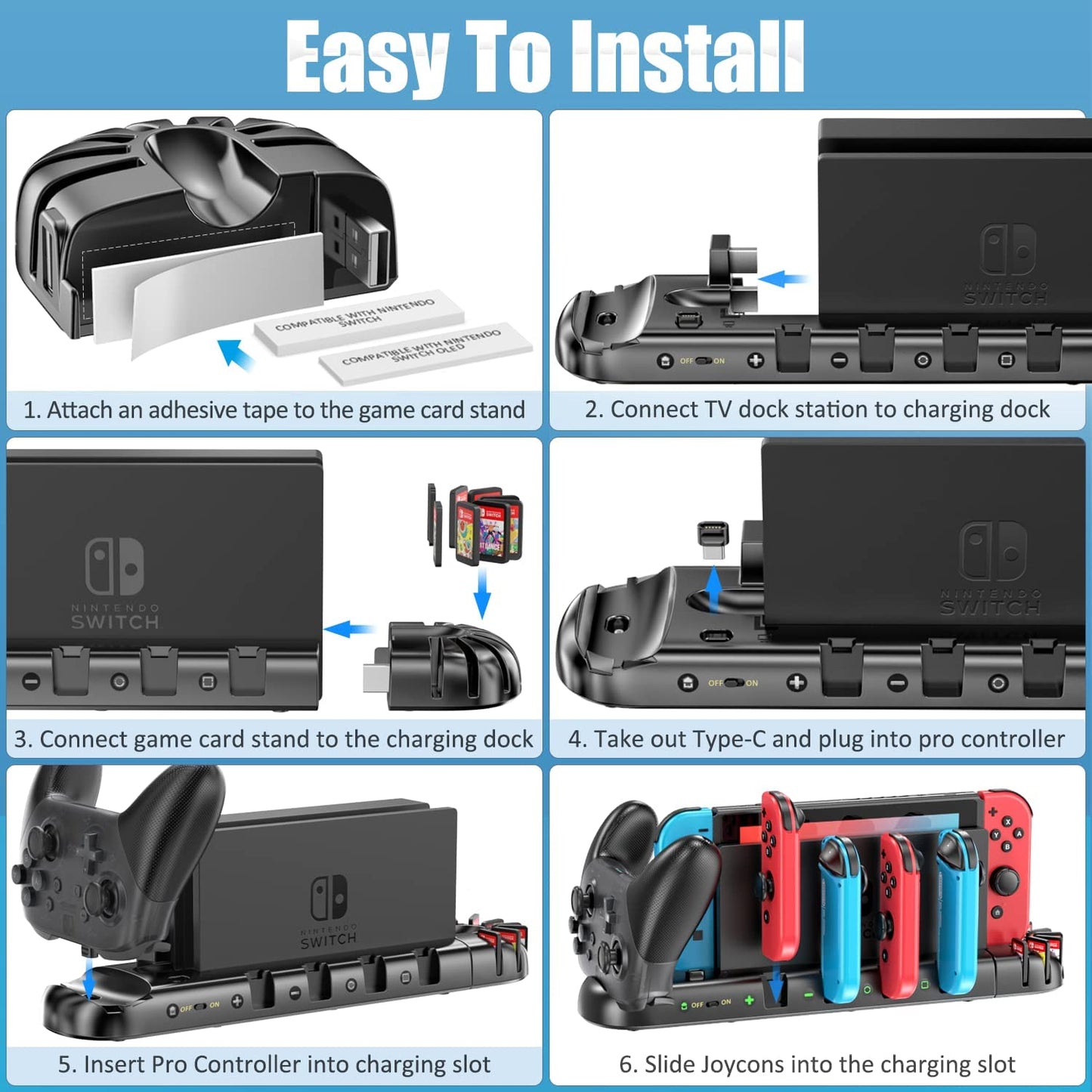 Switch Controller Charger for 6 Joy-Cons and Pro Controller