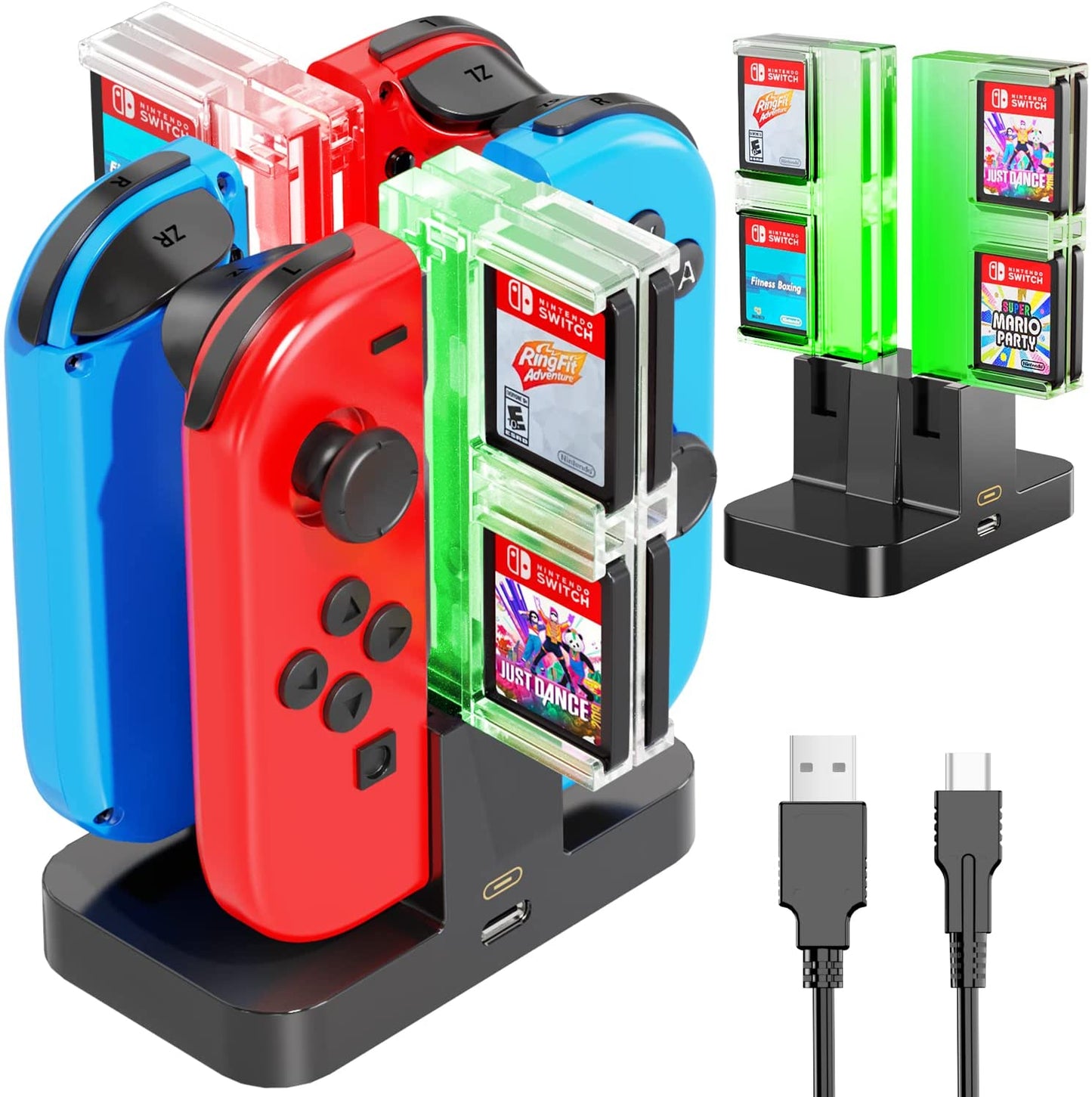 Switch Controller Charger for Joycons with 8 Game Slots| OIVO